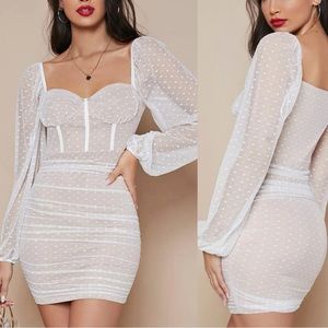 NWOT shein nude mesh swiss dot dress